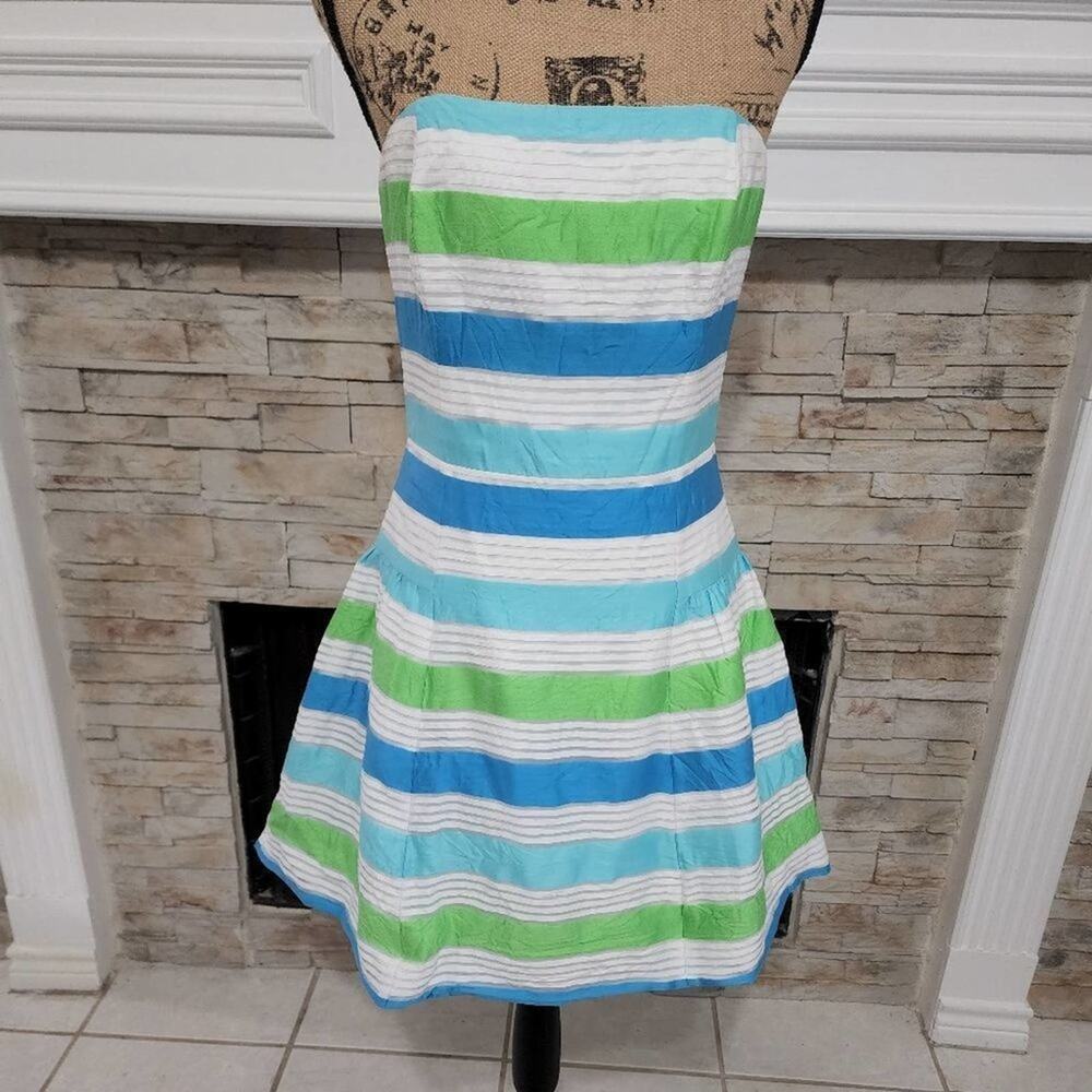 LILY‎ Pulitzer striped silk blend strapless mini dress size 8
